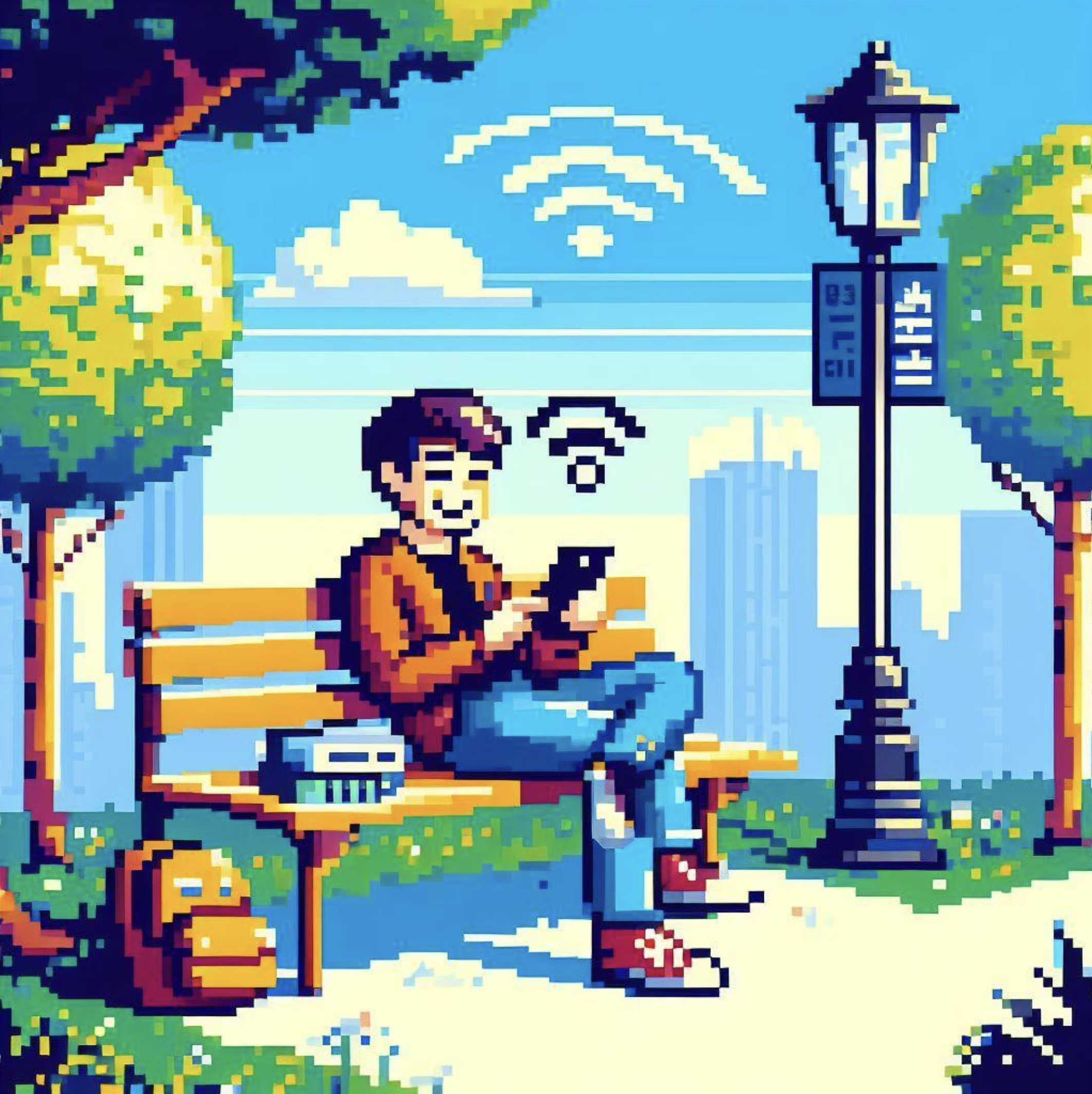 A tourist using public Wi-Fi